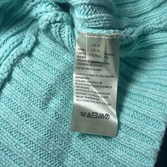 Free People Cocoa Sweater Slouchy Chunky Ribbed Turtleneck Oversized Turquoise M - Picture 5 of 7